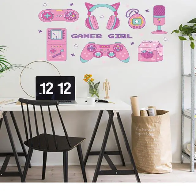 Alt view image 2 of 6 - Gaming Wall Decor Pink Gamepad Headphone Prints Game Picture Game Painting Gamer Sign Poster for Girls Kids Room Bedroom