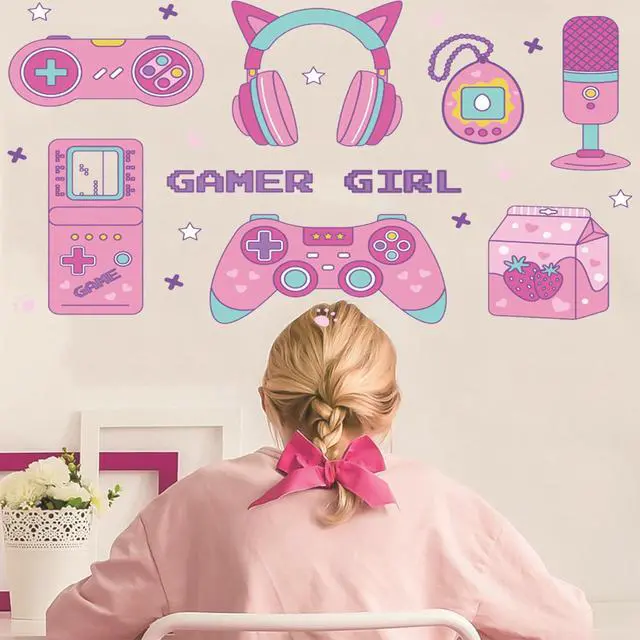 Alt view image 4 of 6 - Gaming Wall Decor Pink Gamepad Headphone Prints Game Picture Game Painting Gamer Sign Poster for Girls Kids Room Bedroom