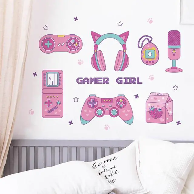 Alt view image 6 of 6 - Gaming Wall Decor Pink Gamepad Headphone Prints Game Picture Game Painting Gamer Sign Poster for Girls Kids Room Bedroom