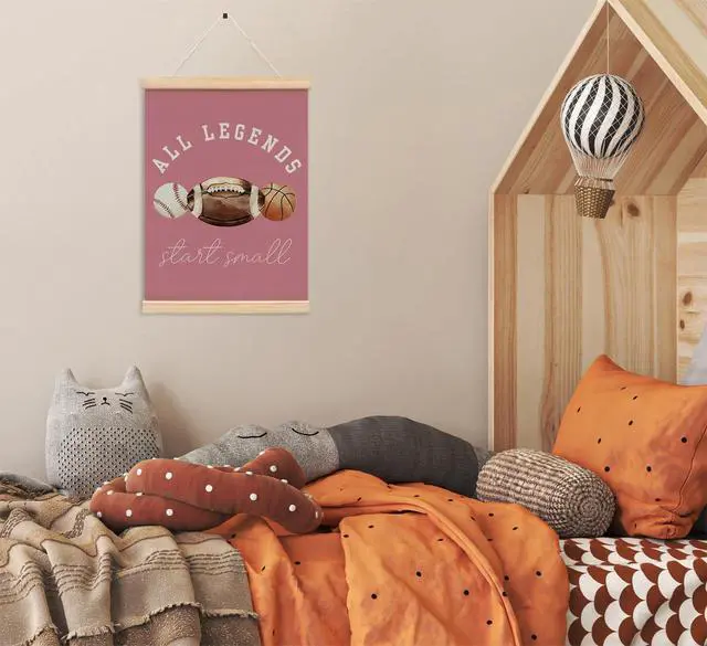 Alt view image 2 of 6 - Sports Bedroom Decor for Nursery Room Decor,Legends Start Small Sports Nursery Art,Pink Sports Wall Decor Baseball Kids Wall Art Poster for Nursery Playroom Artwork Home Decorations,pink