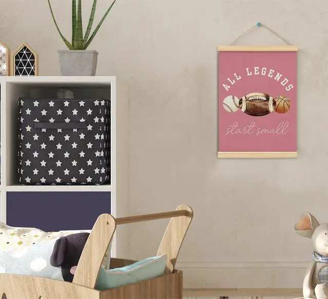 Alt view image 3 of 6 - Sports Bedroom Decor for Nursery Room Decor,Legends Start Small Sports Nursery Art,Pink Sports Wall Decor Baseball Kids Wall Art Poster for Nursery Playroom Artwork Home Decorations,pink