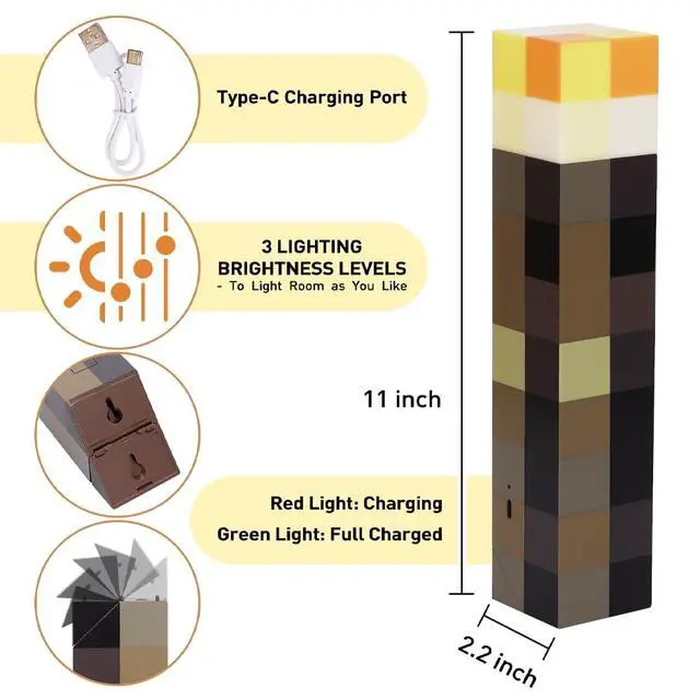 Alt view image 4 of 7 - Light-up Wall Torch, Hand Held Lighting Torch - 3 Level Brightness