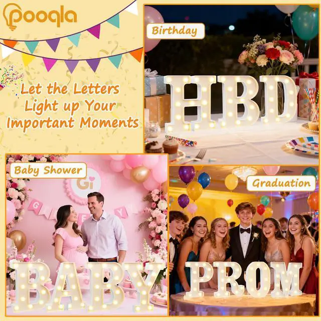 Alt view image 5 of 7 - LED Marquee Letter Lights Sign, Light Up Alphabet Letter for Home Party Wedding Decoration M