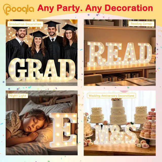 Alt view image 6 of 7 - LED Marquee Letter Lights Sign, Light Up Alphabet Letter for Home Party Wedding Decoration M