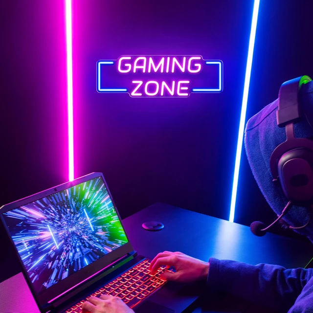 Alt view image 3 of 7 - Game Zone Neon Signs for Gaming Room Decor - LED Light Neon Sign for Teens Bedroom Decorations - Best Gamer Gifts for Boys, Kids