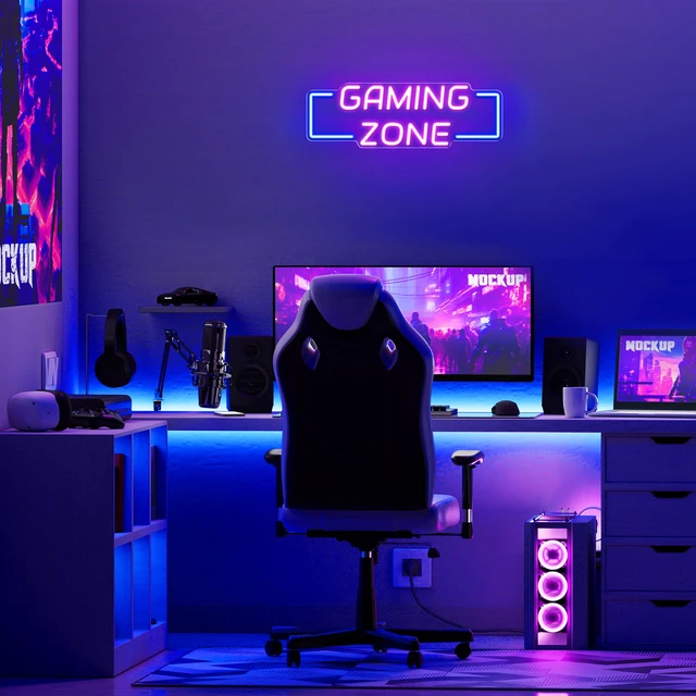 Alt view image 4 of 7 - Game Zone Neon Signs for Gaming Room Decor - LED Light Neon Sign for Teens Bedroom Decorations - Best Gamer Gifts for Boys, Kids