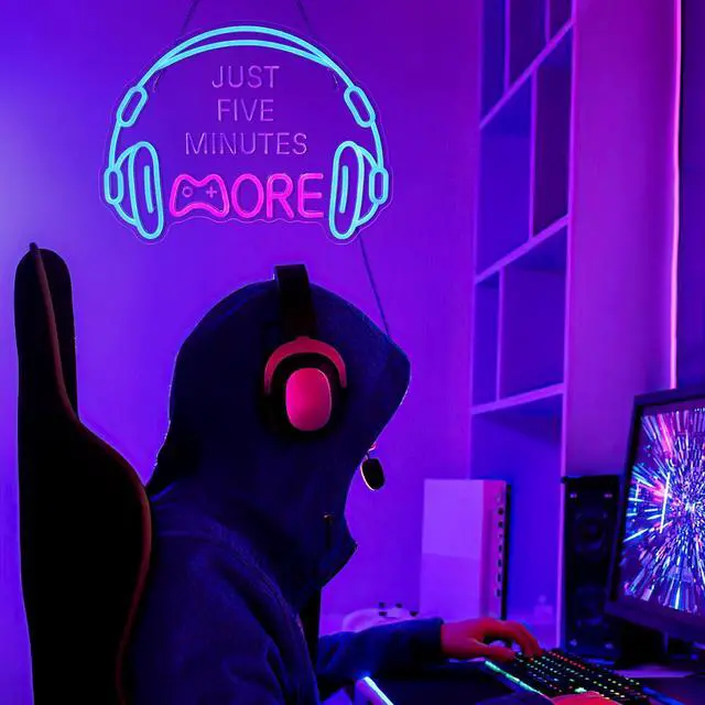 Alt view image 2 of 7 - Gaming Neon Sign LED Headset Gamer Neon Light Headphone Lightup Game Signs