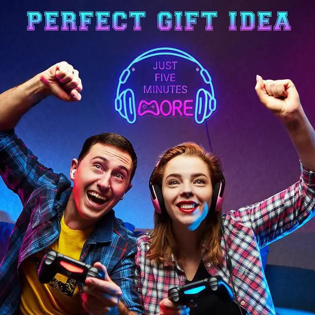Alt view image 7 of 7 - Gaming Neon Sign LED Headset Gamer Neon Light Headphone Lightup Game Signs