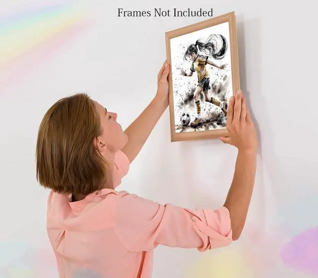 Alt view image 6 of 6 - Soccer Canvas Art Prints,Female Football Art Print,Graffiti Soccer Wall Art
