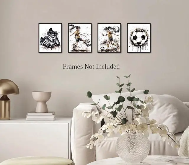 Alt view image 2 of 6 - Soccer Canvas Art Prints,Female Football Art Print,Graffiti Soccer Wall Art