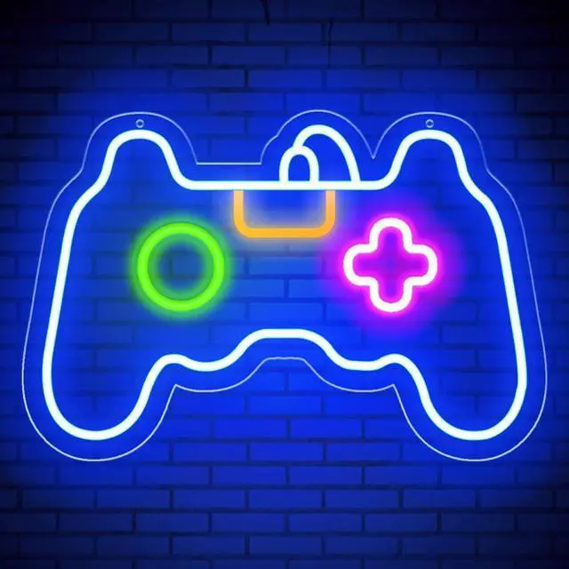 Main image of Game Neon Sign for Gamer Room Decor, Led Dimmable Neon Signs Wall Decorations for Living Room Bedroom Gamepad Controller Shape Lights Game Room Decor, Best Gamer Gifts for Boys, Kids