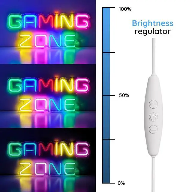 Alt view image 3 of 6 - Neon Lights Gamer Room Decor, LED Gaming Lights, Boys Bedroom Decor