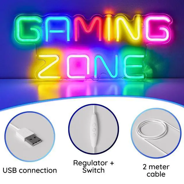 Alt view image 4 of 6 - Neon Lights Gamer Room Decor, LED Gaming Lights, Boys Bedroom Decor