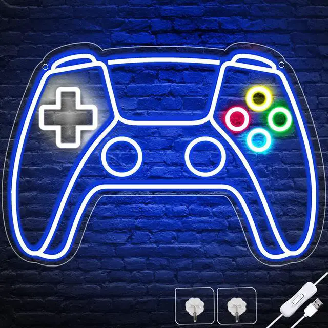 Main image of Gamer Neon Sign, Gamepad Shaped LED Neon Sign for Gamer Room Decor, Gaming Neon Sign for Boys Room Decor, Neon Gaming Sign for Gaming Wall Decor, USB Powered Gamer Gifts for Teens, Boys, Kids