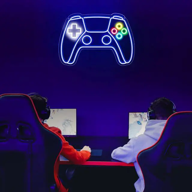 Alt view image 3 of 6 - Gamer Neon Sign, Gamepad Shaped LED Neon Sign for Gamer Room Decor, Gaming Neon Sign for Boys Room Decor, Neon Gaming Sign for Gaming Wall Decor, USB Powered Gamer Gifts for Teens, Boys, Kids