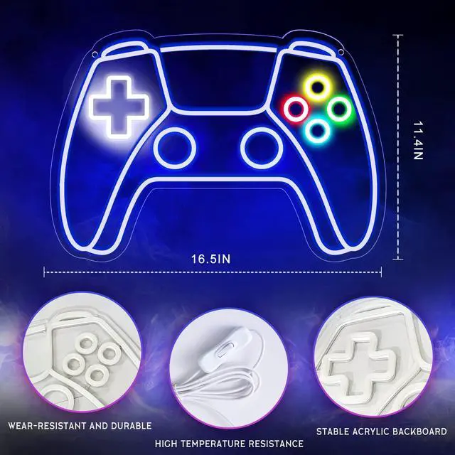 Alt view image 2 of 6 - Gamer Neon Sign, Gamepad Shaped LED Neon Sign for Gamer Room Decor, Gaming Neon Sign for Boys Room Decor, Neon Gaming Sign for Gaming Wall Decor, USB Powered Gamer Gifts for Teens, Boys, Kids