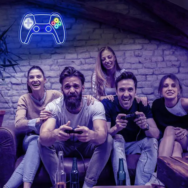 Alt view image 5 of 6 - Gamer Neon Sign, Gamepad Shaped LED Neon Sign for Gamer Room Decor, Gaming Neon Sign for Boys Room Decor, Neon Gaming Sign for Gaming Wall Decor, USB Powered Gamer Gifts for Teens, Boys, Kids