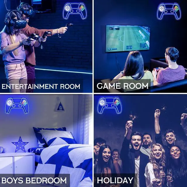 Alt view image 6 of 6 - Gamer Neon Sign, Gamepad Shaped LED Neon Sign for Gamer Room Decor, Gaming Neon Sign for Boys Room Decor, Neon Gaming Sign for Gaming Wall Decor, USB Powered Gamer Gifts for Teens, Boys, Kids