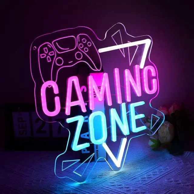 Alt view image 2 of 6 - Gaming Zone Neon Sign Game for Wall Decor, Dimmable LED Neon Light with USB Powered for Game Room Bedroom Man Cave Kids room Decor, Gifts for Gamer