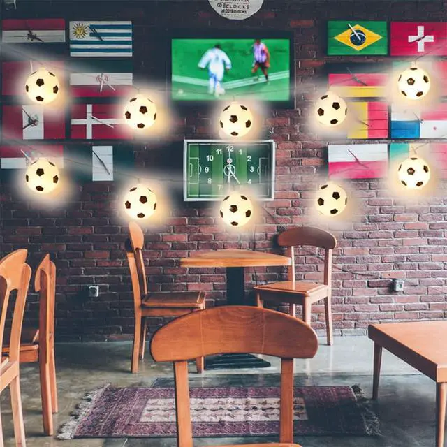 Alt view image 4 of 7 - Soccer Decorations String Lights, Timer Battery Operated 5.5ft 10LED Room Decor,Soccer Ball Ornaments for Christmas Tree, Bedroom, Sports Theme Party Favors, Christmas Gift