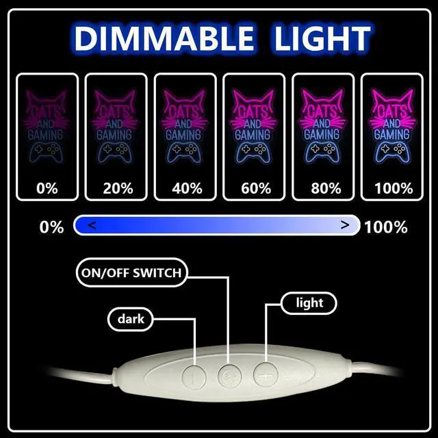 Alt view image 5 of 7 - Cats and Gaming Neon Sign,Gaming Cat Neon Light Signs for Game Room Wall Decor, Cool Gamer Lights for Bedroom Art Decor,LED USB Power Light Sign for Boys and Girls Birthday Gift