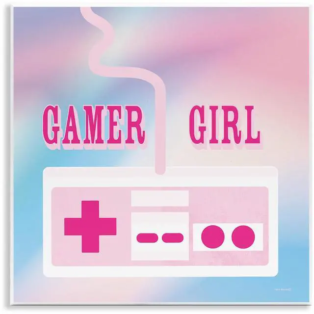 Main image of Pastel Gamer Girl Controller, 12 x 12 Inch Mounted Print on Wall Plaque
