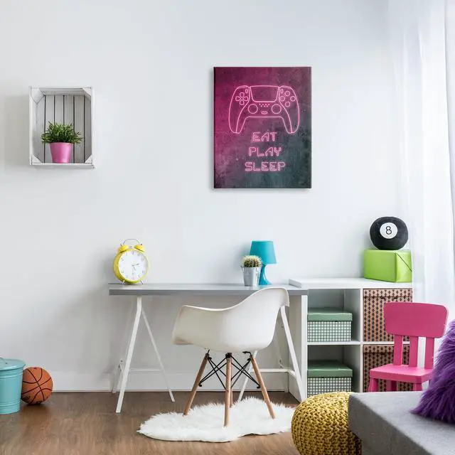 Alt view image 2 of 6 - 'Eat Play Sleep Pink Gamer'| Canvas Art