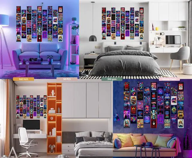 Alt view image 2 of 7 - 50 Pcs Gamer Collage Kit Posters - Gamer Room Decor, Boys Room Decor, Gaming Neon Sign Wall Art for Girls Boys Teen Kids Room Bedroom, Aesthetic Wall Decor Picture Posters Birthday Gifts Decorations