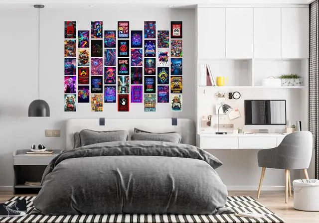 Alt view image 3 of 7 - 50 Pcs Gamer Collage Kit Posters - Gamer Room Decor, Boys Room Decor, Gaming Neon Sign Wall Art for Girls Boys Teen Kids Room Bedroom, Aesthetic Wall Decor Picture Posters Birthday Gifts Decorations