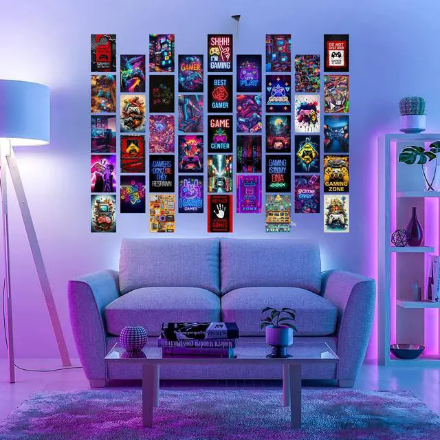 Alt view image 6 of 7 - 50 Pcs Gamer Collage Kit Posters - Gamer Room Decor, Boys Room Decor, Gaming Neon Sign Wall Art for Girls Boys Teen Kids Room Bedroom, Aesthetic Wall Decor Picture Posters Birthday Gifts Decorations