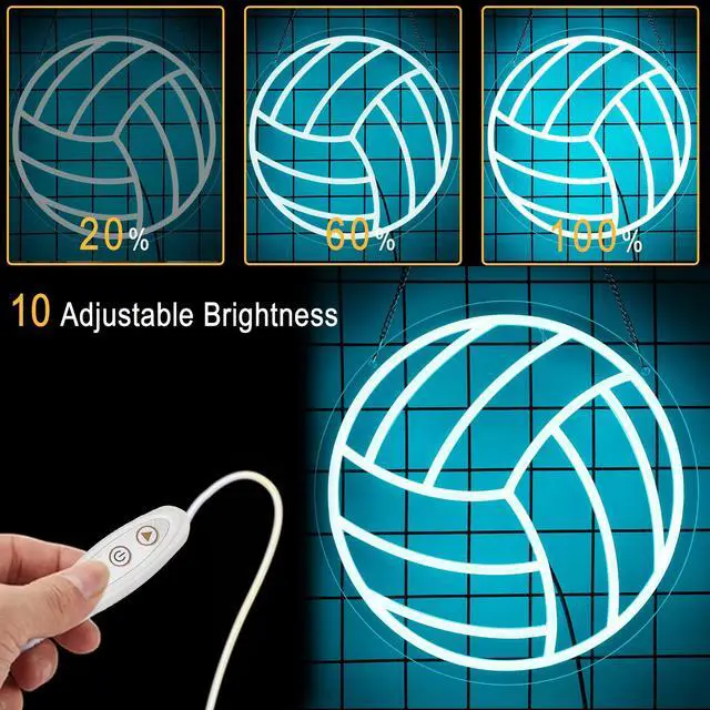 Alt view image 4 of 7 - Volleyball Neon Sign for Home Decor, Bedroom, Led, Room, Gym, Sports - Men Women Wall Decor Gift Size 12''