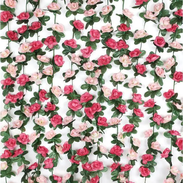 Main image of 2Pcs 16.4Ft Flower Garland Artificial Rose Vines for Bedroom, Cute Fake Hanging Flower Vines Floral Garland Decorations for Wedding Party Wall Room Decor Aesthetic
