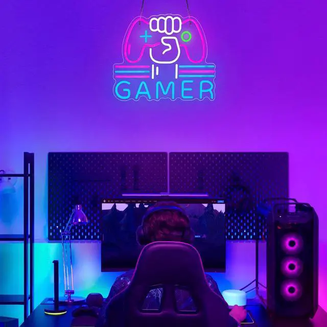 Alt view image 2 of 7 - Gamer Neon Sign LED Game Light for Gaming Video Room Bedroom Wall Decor