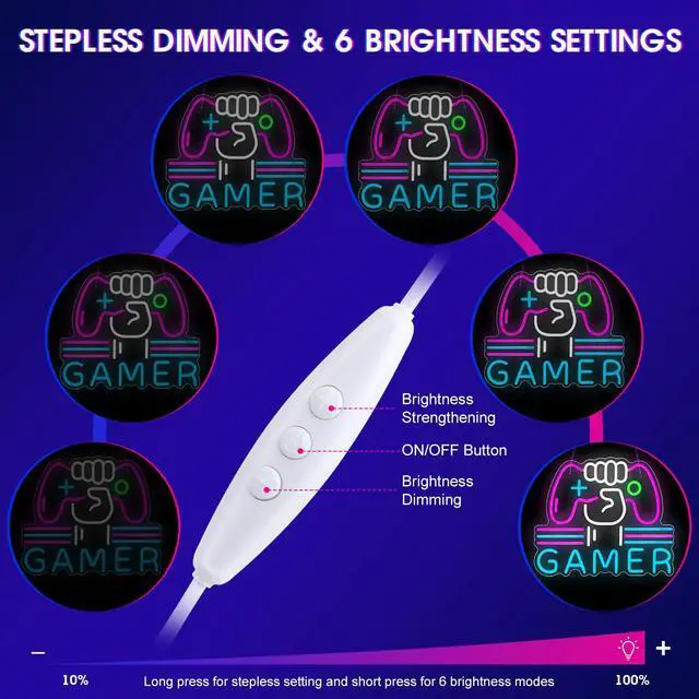 Alt view image 3 of 7 - Gamer Neon Sign LED Game Light for Gaming Video Room Bedroom Wall Decor