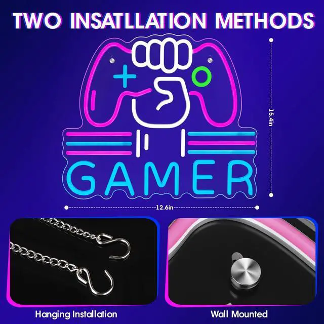 Alt view image 5 of 7 - Gamer Neon Sign LED Game Light for Gaming Video Room Bedroom Wall Decor