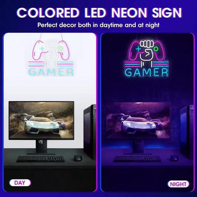 Alt view image 6 of 7 - Gamer Neon Sign LED Game Light for Gaming Video Room Bedroom Wall Decor