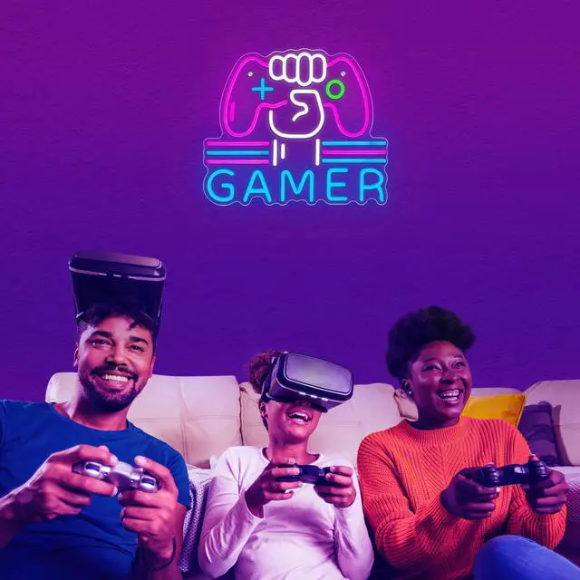 Alt view image 7 of 7 - Gamer Neon Sign LED Game Light for Gaming Video Room Bedroom Wall Decor