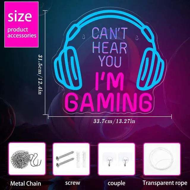Alt view image 4 of 7 - Gaming Neon Sign, Headset Lightup Game LED Neon Light for Game Zone