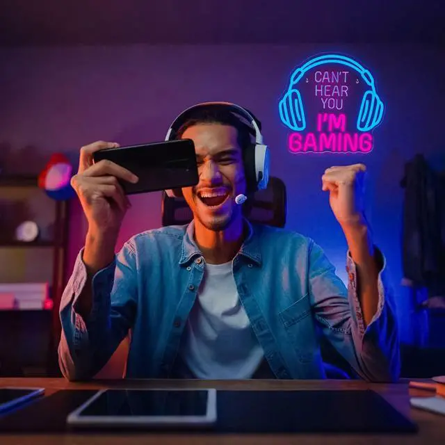 Alt view image 2 of 7 - Gaming Neon Sign, Headset Lightup Game LED Neon Light for Game Zone