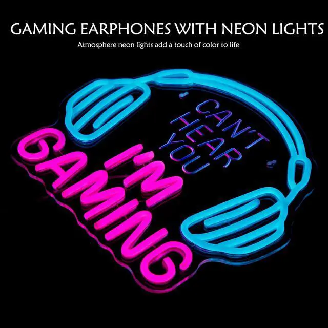 Alt view image 6 of 7 - Gaming Neon Sign, Headset Lightup Game LED Neon Light for Game Zone