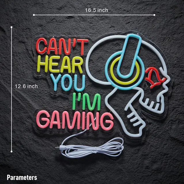 Alt view image 5 of 6 - Gaming Neon Sign Can't Hear You I'm Gaming Skull Gamer LED Light Bright USB Powered Light up Game Signs with dimmer for Game Zone Video Room Boy Bedroom Wall Decor Compatible with Timer