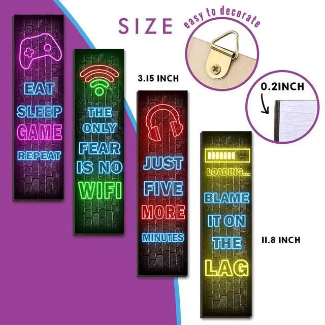 Alt view image 2 of 5 - Neon Gaming Wall Art Set for Boys Bedroom