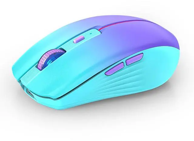 Main image of Bluetooth Wireless Mouse, Rechargeable Slient Multi-Device Computer Mice (Tri-Mode: BT1/2+2.4Ghz) with USB Receiver, Ergonomic Cordless Mouse for Laptop/MacBook/PC/iPad(Mint Green to Purple)