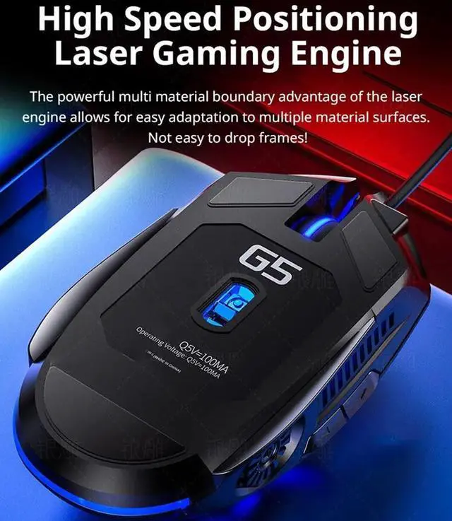 Alt view image 6 of 7 - Gaming Mouse G5 Wired Game Mice Colorful Backlight 6 Button Silent Mouse 4 Speed 3200 DPI RGB Game Mouse for Computer Laptop Notebook
