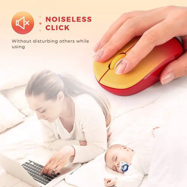 Alt view image 2 of 7 - Wireless Mouse for Laptop, 2.4G Noiseless Mouse,Gradient Red