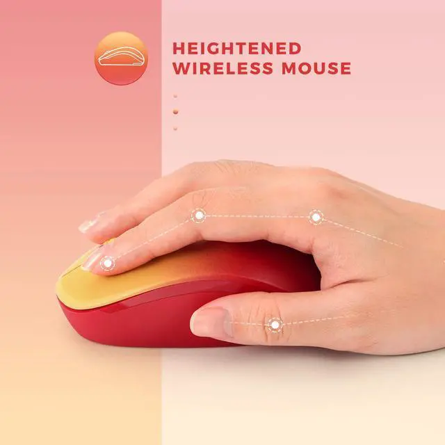 Alt view image 4 of 7 - Wireless Mouse for Laptop, 2.4G Noiseless Mouse,Gradient Red