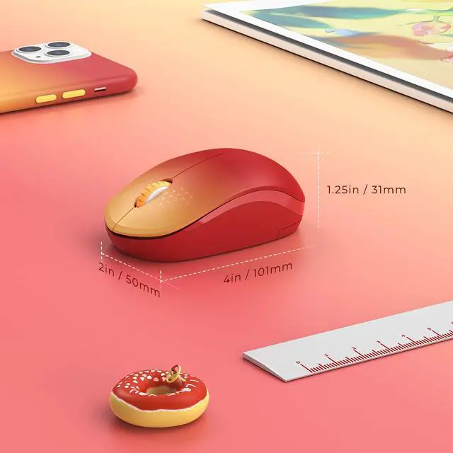 Alt view image 6 of 7 - Wireless Mouse for Laptop, 2.4G Noiseless Mouse,Gradient Red