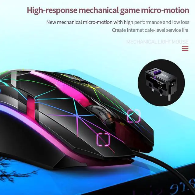 Alt view image 4 of 7 - Gaming Mouse G6 Wired Game Mice Colorful Backlight 3 Button Mouse 3 Speed 1200 DPI RGB Game Mouse for Computer Laptop Notebook Accessory