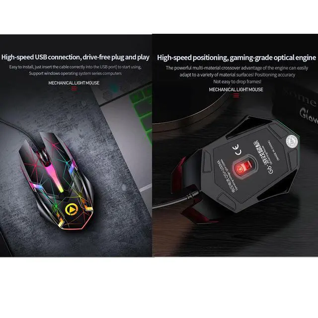 Alt view image 6 of 7 - Gaming Mouse G6 Wired Game Mice Colorful Backlight 3 Button Mouse 3 Speed 1200 DPI RGB Game Mouse for Computer Laptop Notebook Accessory
