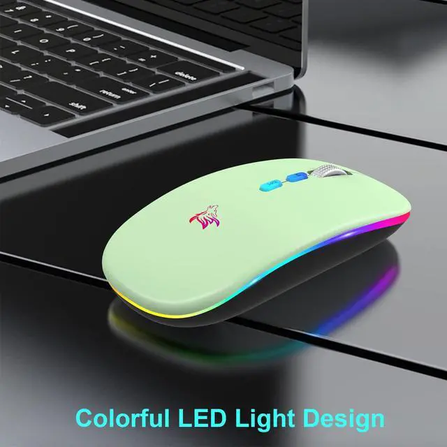 Alt view image 2 of 7 - LED Wireless Mouse, 2.4G Portable USB Optical Mouse (Green)